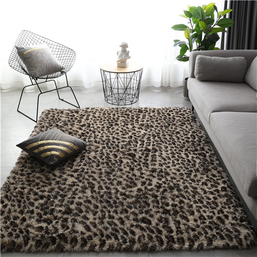 tappeto peloso casa salotto rettangolare leopardato
