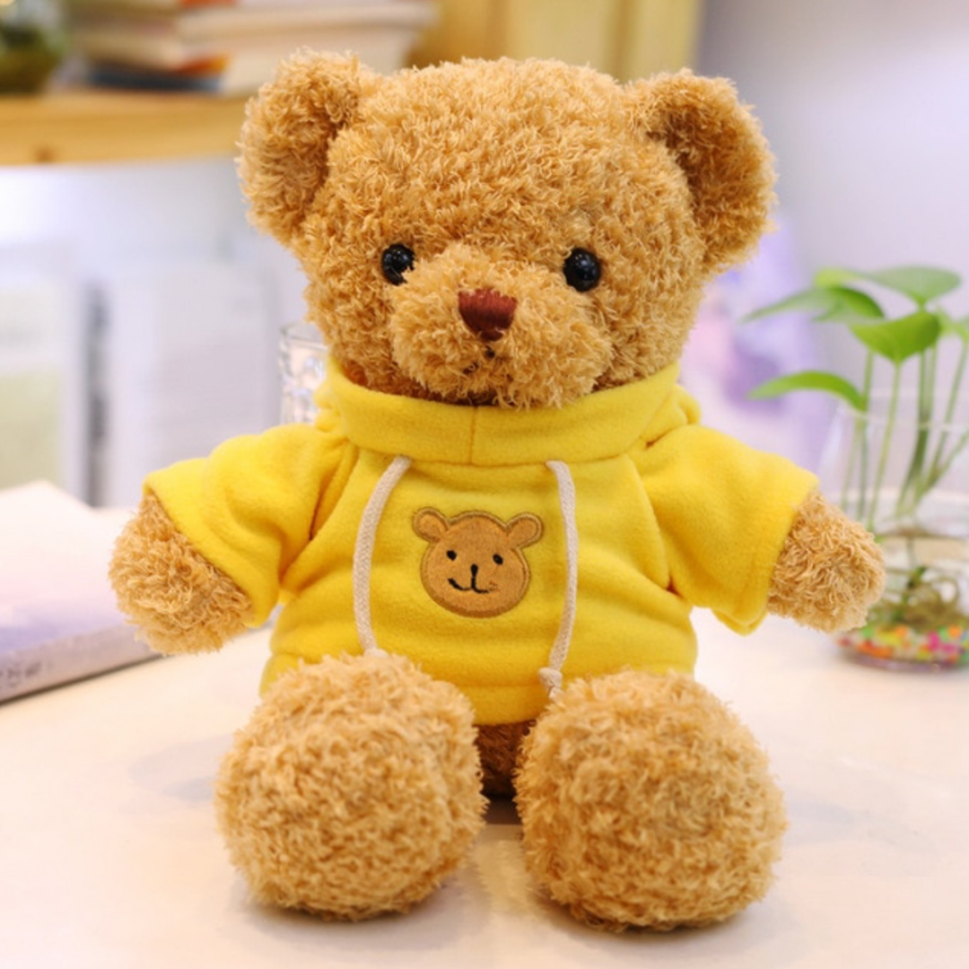 Pupazzo peluche orso teddy bear felpa gialla regalo Natale