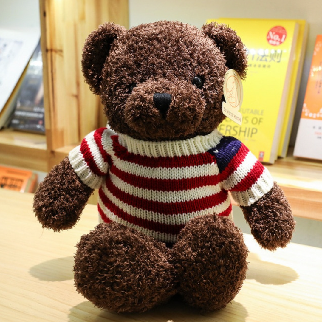 Pupazzo peluche orso teddy bear maglia usa regalo san Valentino