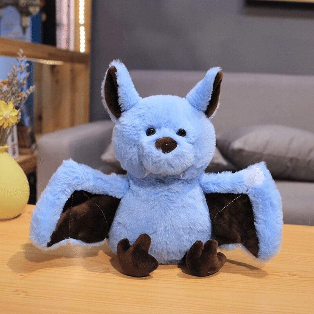 pupazzo peluche pipistrello blu