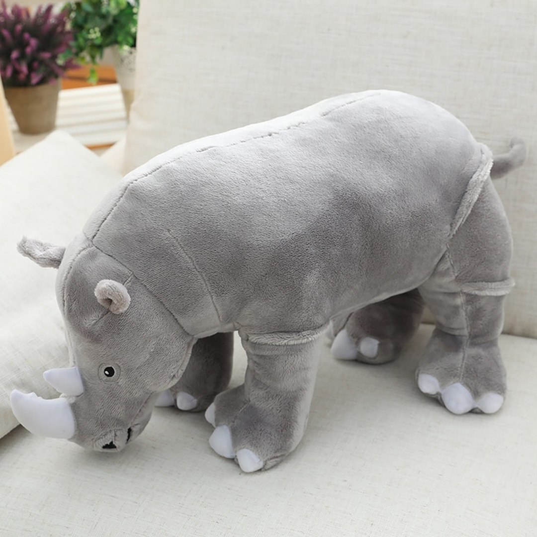pupazzo peluche rinoceronte grigio